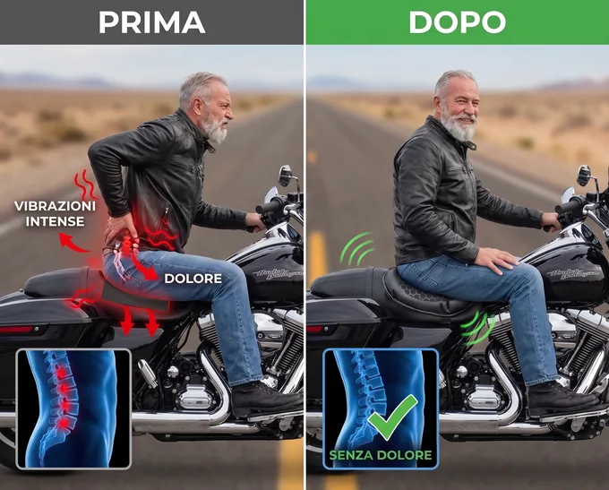 Prima / dopo: vibrazioni e dolore lombare contro posizione senza dolore con SelleZen